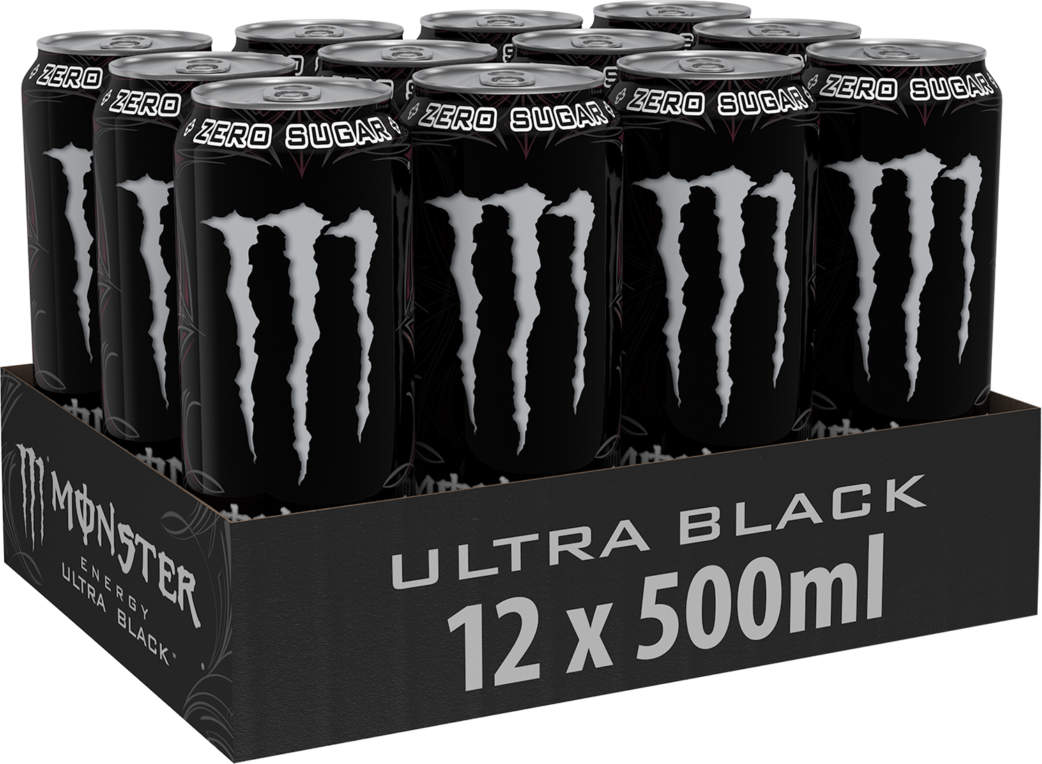 Monster Energy Ultra Black - Pack of 12 (500 ml Each)