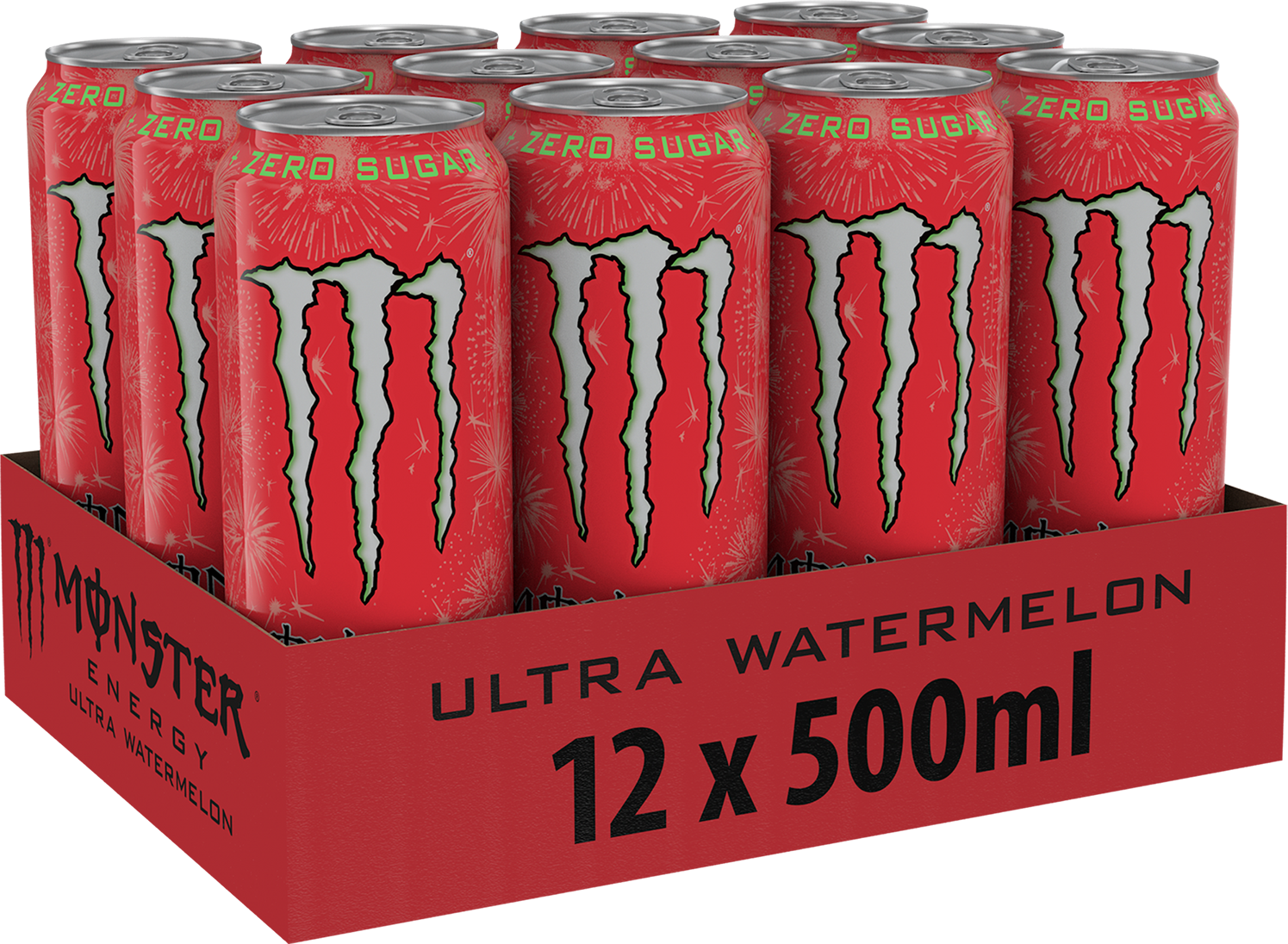 Monster Energy Ultra Watermelon - Pack of 12 (500 ml Each)